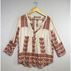 Pale Sky Women S Striped Embroidered‎ Tunic Blouse Top M